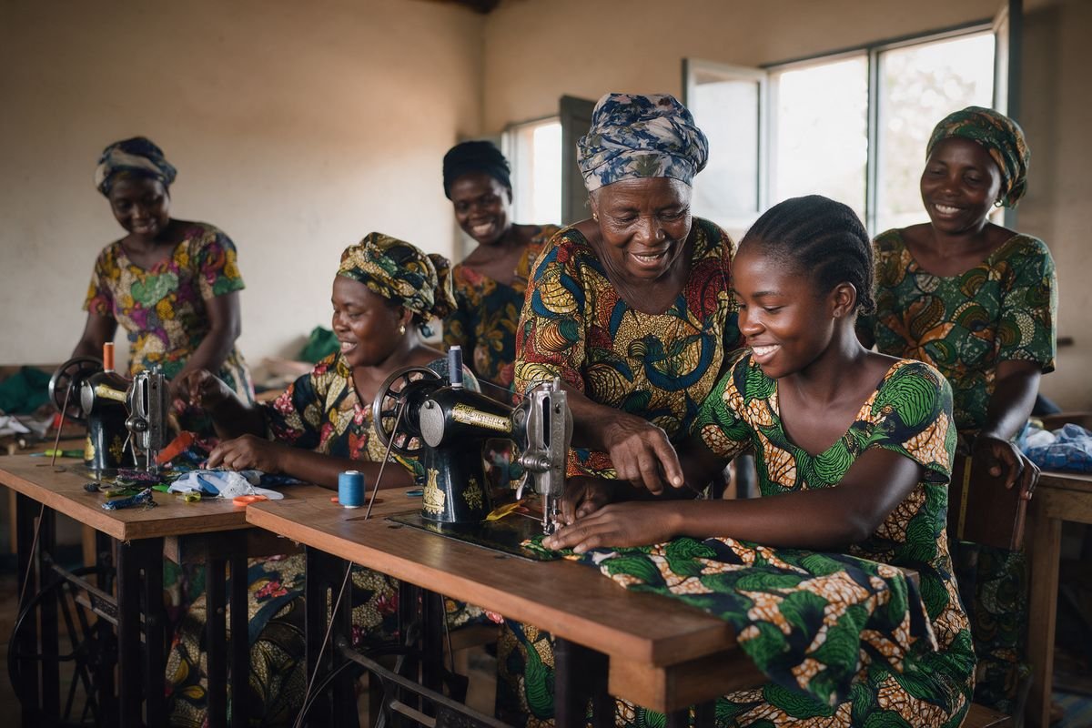 Des femmes travaillent ensemble dans un atelier de couture