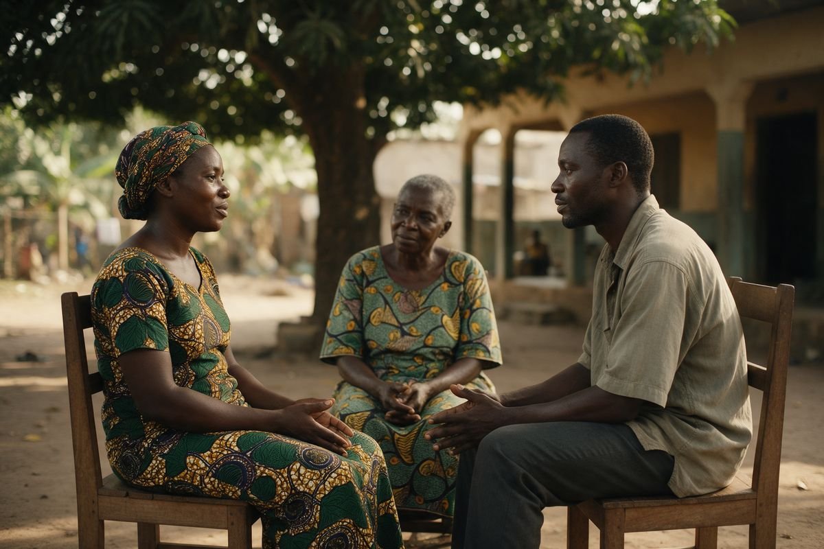 Une assise de dialogue à l'ombre d'un arbre